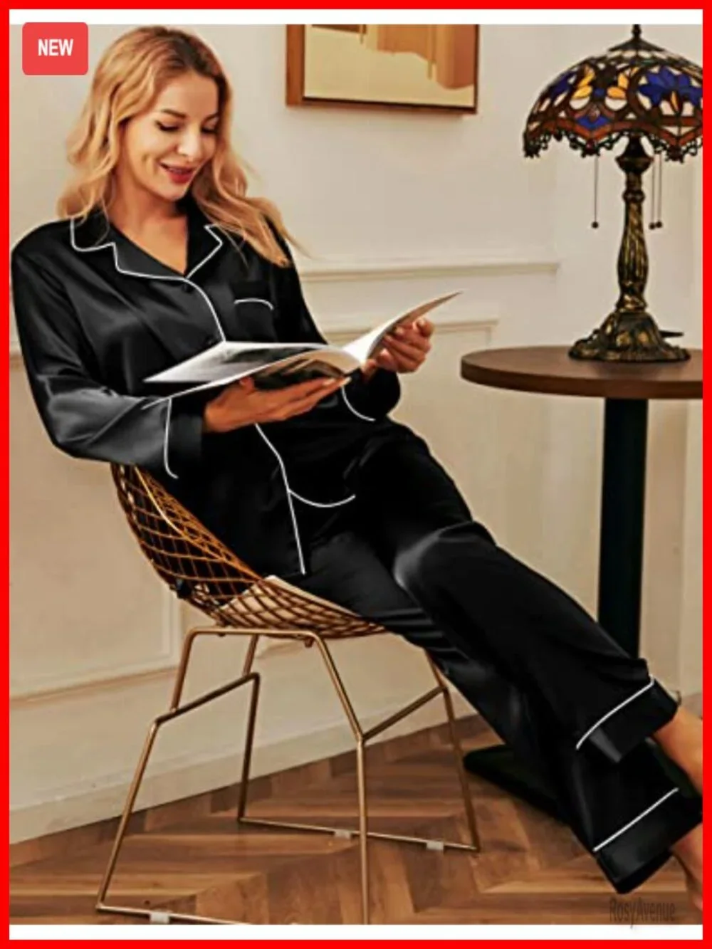 Satin Pajama Set Long Sleeve Button-Down Sleepwear XS-3XL